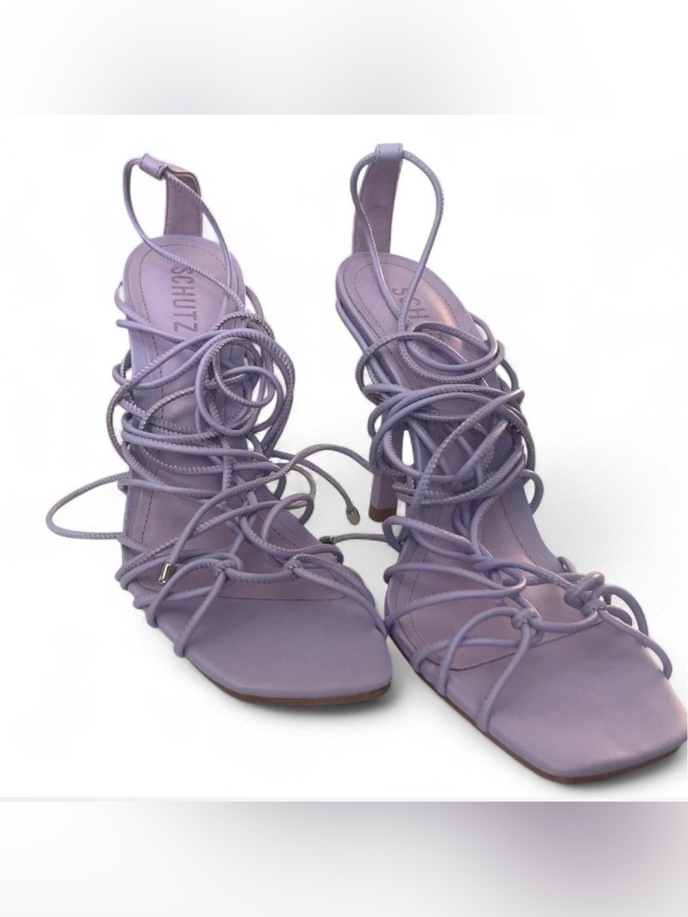 SCHUTZ Lavender Lace-Up Stiletto Sandals